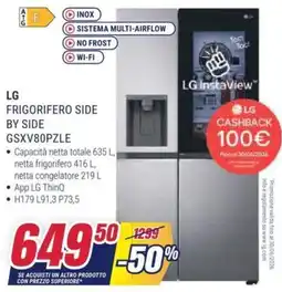 Trony LG FRIGORIFERO SIDE BY SIDE GSXV80PZLE offerta