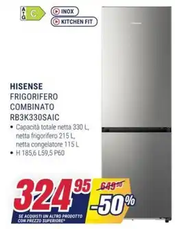 Trony HISENSE FRIGORIFERO COMBINATO RB3K330SAIC offerta