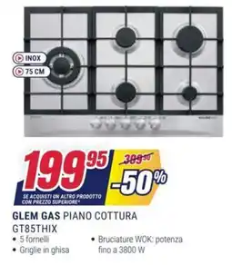 Trony GLEM GAS PIANO COTTURA GT85THIX offerta