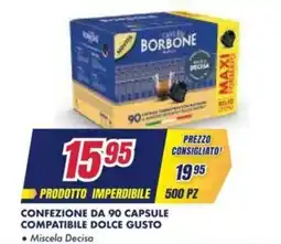 Trony Caffè borbone confezione da 90 capsule compatibile dolce gusto miscela decisa offerta