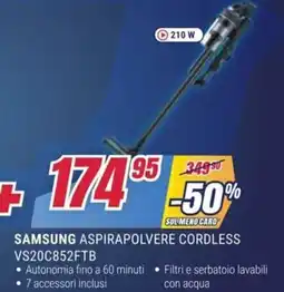 Trony SAMSUNG ASPIRAPOLVERE CORDLESS VS20C852FTB offerta