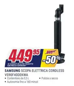 Trony SAMSUNG SCOPA ELETTRICA CORDLESS VS90F40DEKWA offerta
