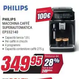 Trony PHILIPS MACCHINA CAFFÉ SUPERAUTOMATICA EP332140 offerta