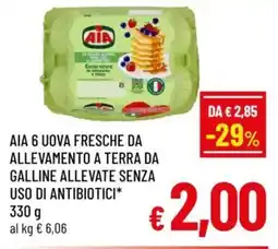 A&O Aia 6 uova fresche da allevamento a terra da galline allevate senza uso di antibiotici offerta