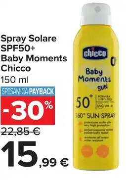 Carrefour Spray Solare SPF50+ Baby Moments Chicco offerta