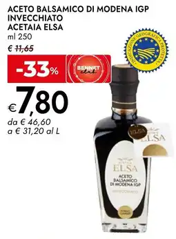 Bennet Aceto balsamico di modena igp invecchiato ACETAIA ELSA offerta