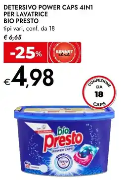 Bennet Detersivo power caps 4in1 per lavatrice BIO PRESTO offerta