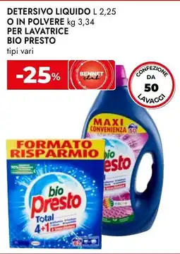 Bennet Detersivo liquido o in polvere per lavatrice BIO PRESTO offerta