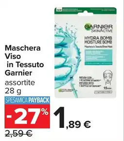 Carrefour Maschera Viso in Tessuto Garnier offerta