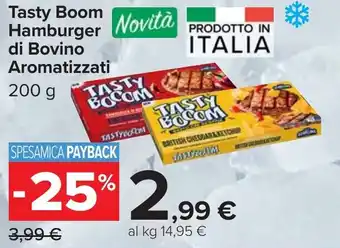 Carrefour Tasty Boom Hamburger di Bovino Aromatizzati offerta