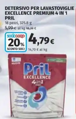 Coop DETERSIVO PER LAVASTOVIGLIE EXCELLENCE PREMIUM 4 IN 1 PRIL offerta