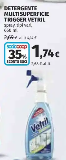 Coop DETERGENTE MULTISUPERFICIE TRIGGER VETRIL offerta