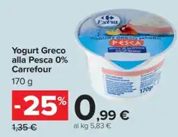 Carrefour Yogurt Greco alla Pesca 0% Carrefour offerta