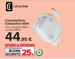 Carrefour Caricabatterie Cellularline 65W offerta