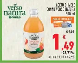 Conad ACETO DI MELE CONAD VERSO NATURA 500 ml offerta