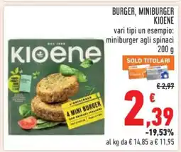 Conad BURGER, MINIBURGER KIOENE offerta