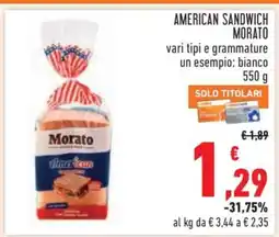 Conad American Sandwich Morato offerta