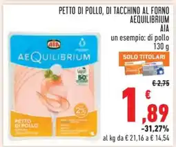 Conad PETTO DI POLLO, DI TACCHINO AL FORNO AEQUILIBRIUM offerta
