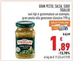 Conad GRAN PESTO, SALSA, SUGO TIGULLIO offerta