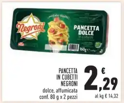 Conad Pancetta in Cubetti Negroni offerta