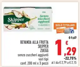 Conad Bevanda alla frutta Skipper Zuegg offerta