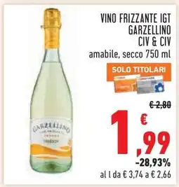 Conad VINO FRIZZANTE IGT GARZELLINO CIV & CIV offerta