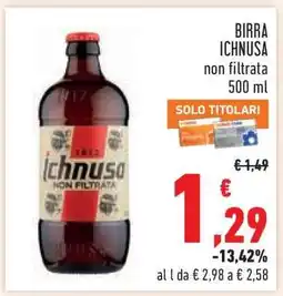 Conad BIRRA ICHNUSA non filtrata 500 ml offerta