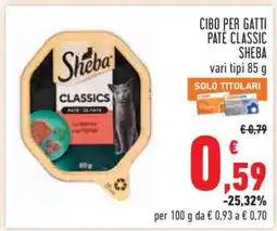 Conad Cibo per gatti Paté Classic Sheba offerta