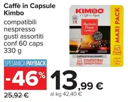 Carrefour Caffè in Capsule Kimbo offerta