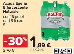 Carrefour Acqua Egeria Effervescente Naturale offerta