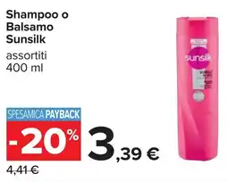 Carrefour Shampoo o Balsamo Sunsilk offerta