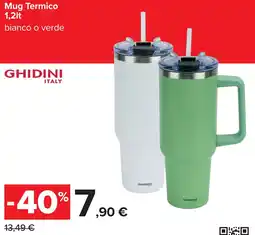 Carrefour GHIDINI Mug Termico bianco o verde offerta