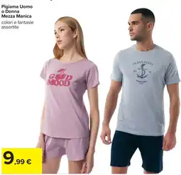 Carrefour Pigiama Uomo o Donna Mezza Manica offerta