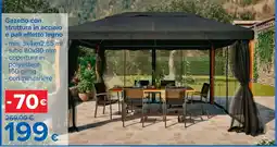 Carrefour Gazebo con struttura in acciaio e pali effetto legno offerta