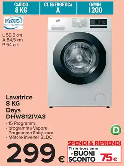 Carrefour Lavatrice Daya DHW812IVA3 offerta