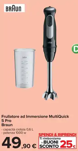 Carrefour Frullatore ad Immersione MultiQuick 5 Pro Braun offerta