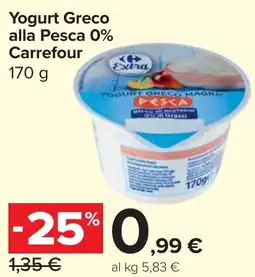 Carrefour Market Yogurt Greco alla Pesca 0% Carrefour offerta