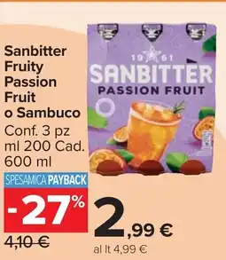 Carrefour Market Sanbitter Fruity Passion Fruit o Sambuco offerta