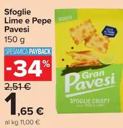 Carrefour Market Sfoglie Lime e Pepe Pavesi offerta