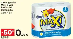 Carrefour Market Carta Igienica Maxi 3 veli Profumi di Camomilla offerta