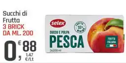 Supermercati Dok Selex Succhi di frutta 3 brick offerta