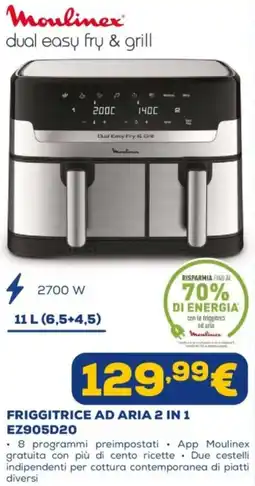 Euronics Moulinex FRIGGITRICE AD ARIA 2 IN 1 EZ905D20 offerta