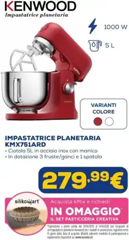 Euronics KENWOOD IMPASTATRICE PLANETARIA KMX751ARD offerta