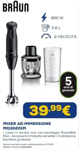 Euronics BRAUN MIXER AD IMMERSIONE MQ30201M offerta
