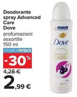 Carrefour Deodorante spray Advanced Care Dove offerta