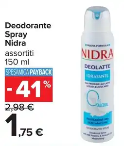 Carrefour Deodorante Spray Nidra offerta