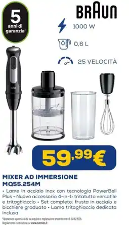 Euronics BRAUN MIXER AD IMMERSIONE MQ55.254M offerta