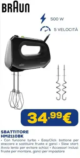 Euronics BRAUN SBATTITORE HM2110BK offerta