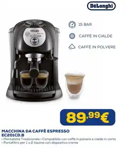 Euronics DeLonghi MACCHINA DA CAFFÈ ESPRESSO EC201CD.B offerta
