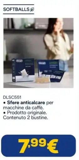 Euronics Delonghi softballs DLSC551 Sfere anticalcare offerta